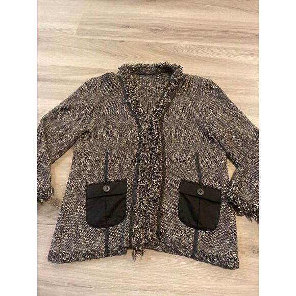 Boss Hugo Boss women's grey/black knit blazer with front pockets size medium - Picture 1 of 10